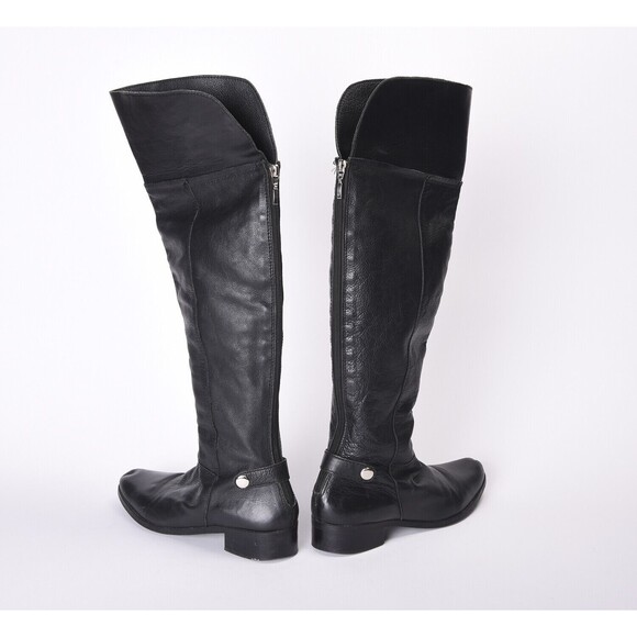 ​Unbranded Black Leather Thigh High Back Zip Boots Size EU 40/US 9 - Picture 3 of 3